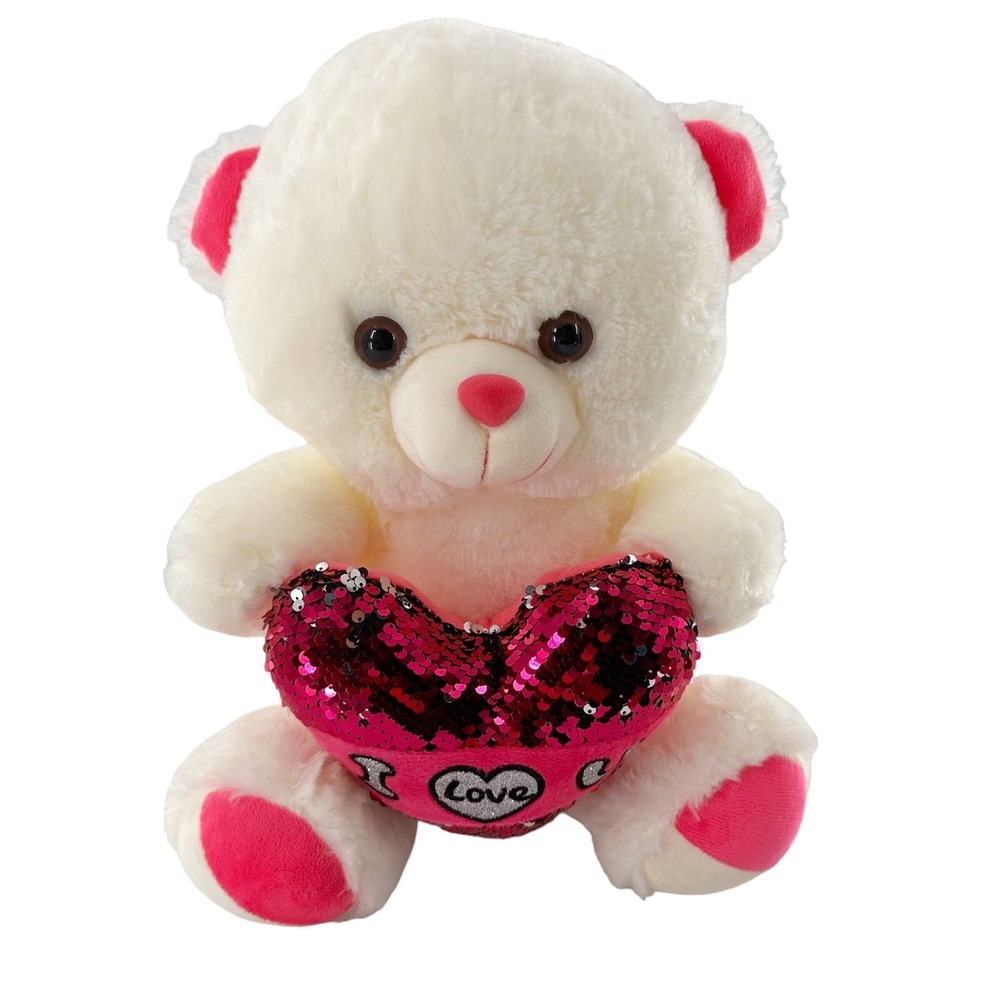 I Love‎ You Bear Gift Plush Stuffed Animal Toy Sequin Heart Valentine's Day Gift